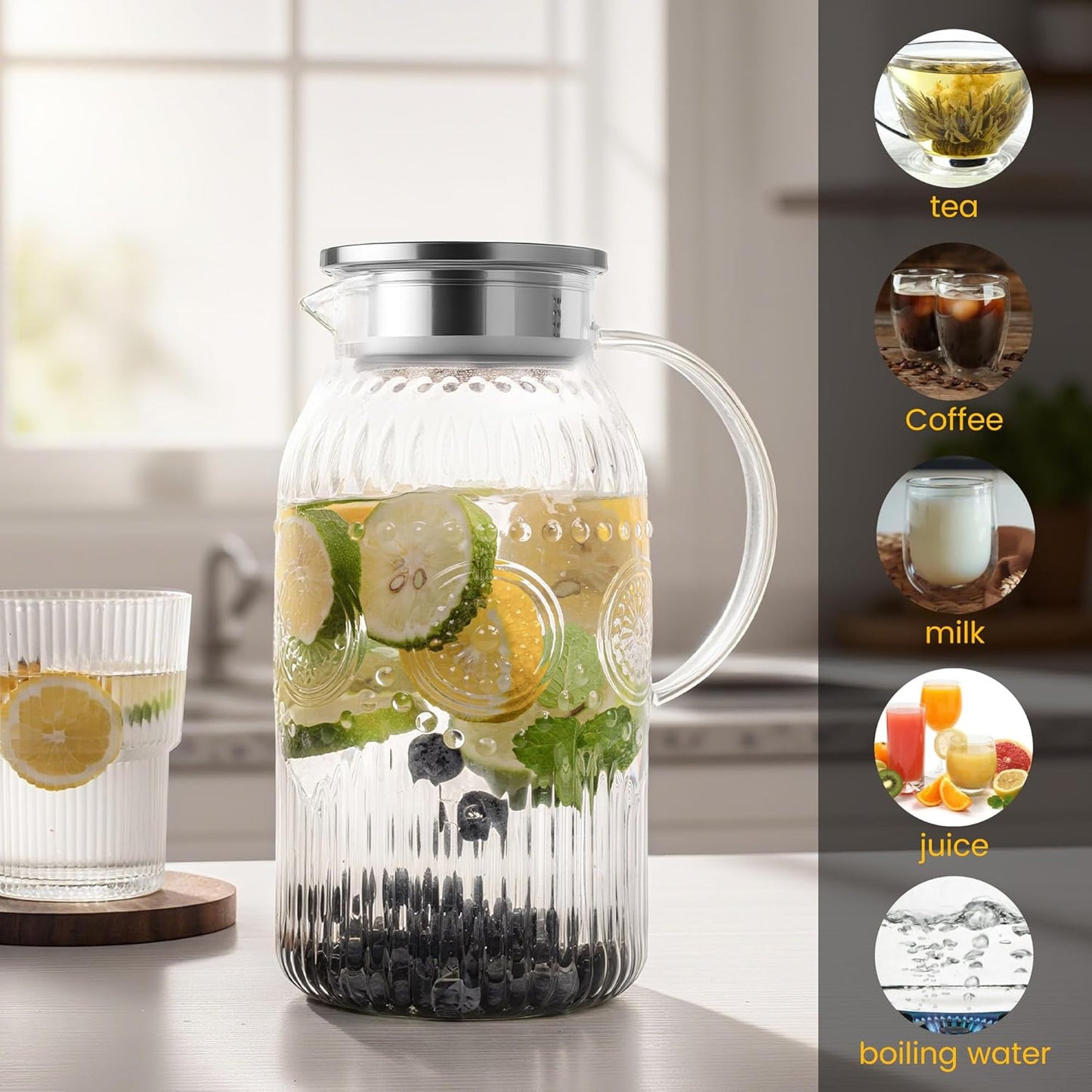 Maizia 68 oz Heritage Glass Pitcher