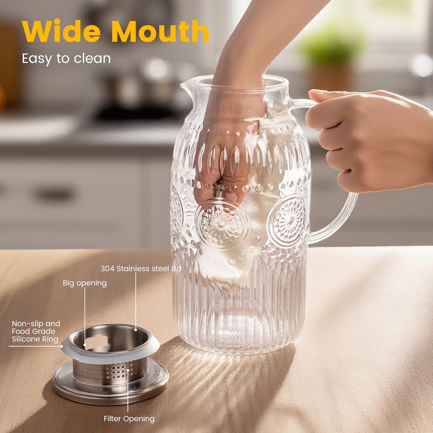 Maizia 68 oz Heritage Glass Pitcher